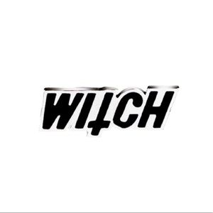 New black and silver witch enamel pin